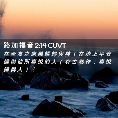 Picture 02 - 路 加 福 音 2:14 CUVT - 在 至 高 之 處 榮 耀 歸 與 神 ！ 在 - Bible Verse Picture