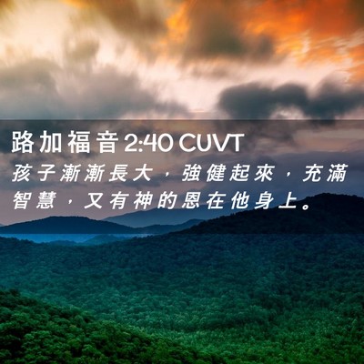 Picture 02 - 路 加 福 音 2:40 CUVT - 孩 子 漸 漸 長 大 ， 強 健 起 來 ， - Bible Verse Picture