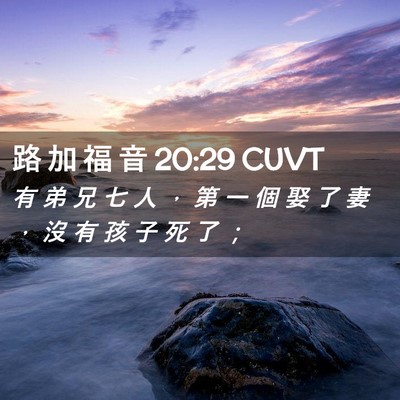 Picture 02 - 路 加 福 音 20:29 CUVT - 有 弟 兄 七 人 ， 第 一 個 娶 了 妻 - Bible Verse Picture