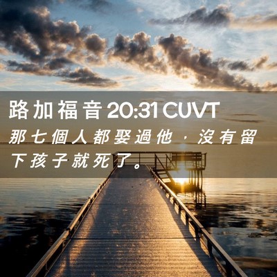 Picture 02 - 路 加 福 音 20:31 CUVT - 那 七 個 人 都 娶 過 他 ， 沒 有 留 - Bible Verse Picture