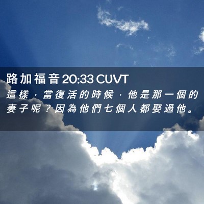 Picture 02 - 路 加 福 音 20:33 CUVT - 這 樣 ， 當 復 活 的 時 候 ， 他 是 - Bible Verse Picture