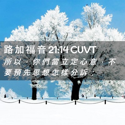 Picture 02 - 路 加 福 音 21:14 CUVT - 所 以 ， 你 們 當 立 定 心 意 ， 不 - Bible Verse Picture