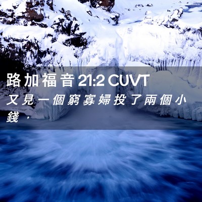 Picture 02 - 路 加 福 音 21:2 CUVT - 又 見 一 個 窮 寡 婦 投 了 兩 個 小 - Bible Verse Picture
