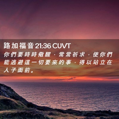 Picture 02 - 路 加 福 音 21:36 CUVT - 你 們 要 時 時 儆 醒 ， 常 常 祈 求 - Bible Verse Picture