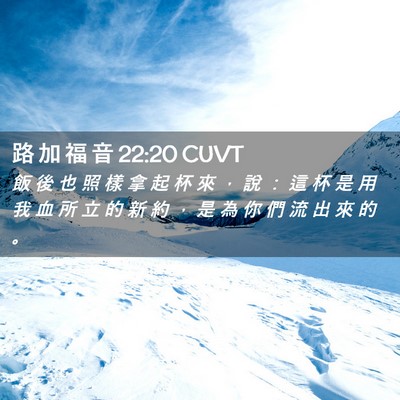 Picture 02 - 路 加 福 音 22:20 CUVT - 飯 後 也 照 樣 拿 起 杯 來 ， 說 ： - Bible Verse Picture