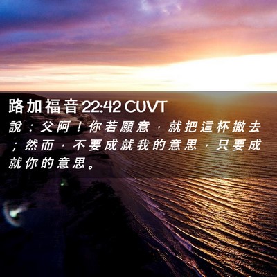 Picture 02 - 路 加 福 音 22:42 CUVT - 說 ： 父 阿 ！ 你 若 願 意 ， 就 把 - Bible Verse Picture