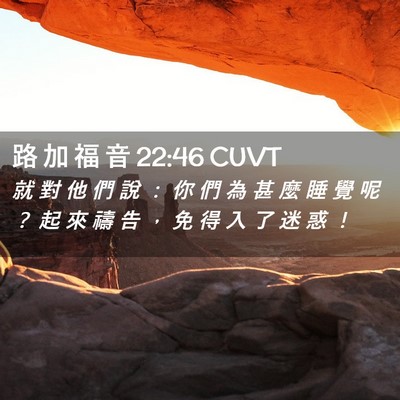 Picture 02 - 路 加 福 音 22:46 CUVT - 就 對 他 們 說 ： 你 們 為 甚 麼 睡 - Bible Verse Picture