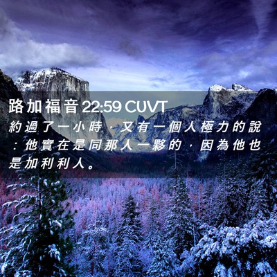 Picture 02 - 路 加 福 音 22:59 CUVT - 約 過 了 一 小 時 ， 又 有 一 個 人 - Bible Verse Picture