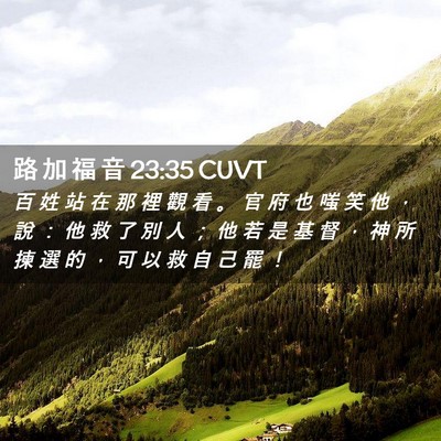 Picture 02 - 路 加 福 音 23:35 CUVT - 百 姓 站 在 那 裡 觀 看 。 官 府 也 - Bible Verse Picture
