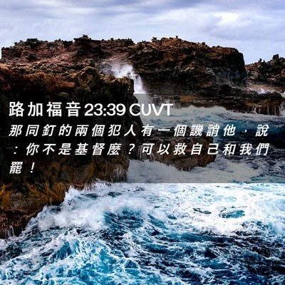 Picture 02 - 路 加 福 音 23:39 CUVT - 那 同 釘 的 兩 個 犯 人 有 一 個 譏 - Bible Verse Picture