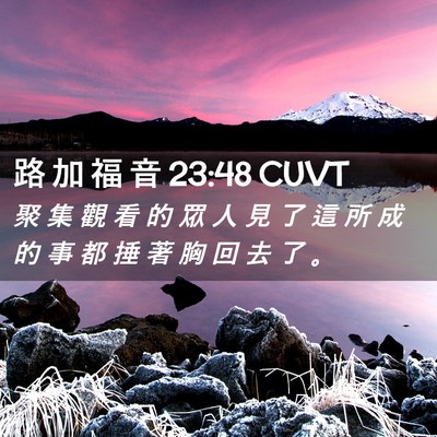 Picture 02 - 路 加 福 音 23:48 CUVT - 聚 集 觀 看 的 眾 人 見 了 這 所 成 - Bible Verse Picture