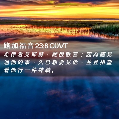 Picture 02 - 路 加 福 音 23:8 CUVT - 希 律 看 見 耶 穌 ， 就 很 歡 喜 ； - Bible Verse Picture