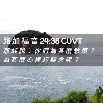 Picture 02 - 路 加 福 音 24:38 CUVT - 耶 穌 說 ： 你 們 為 甚 麼 愁 煩 ？ - Bible Verse Picture