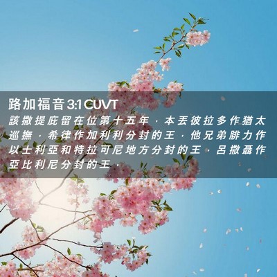 Picture 02 - 路 加 福 音 3:1 CUVT - 該 撒 提 庇 留 在 位 第 十 五 年 ， - Bible Verse Picture