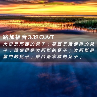 Picture 02 - 路 加 福 音 3:32 CUVT - 大 衛 是 耶 西 的 兒 子 ； 耶 西 是 - Bible Verse Picture