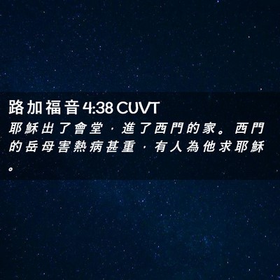 Picture 02 - 路 加 福 音 4:38 CUVT - 耶 穌 出 了 會 堂 ， 進 了 西 門 的 - Bible Verse Picture