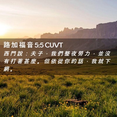 Picture 02 - 路 加 福 音 5:5 CUVT - 西 門 說 ： 夫 子 ， 我 們 整 夜 勞 - Bible Verse Picture