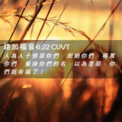 Picture 02 - 路 加 福 音 6:22 CUVT - 人 為 人 子 恨 惡 你 們 ， 拒 絕 你 - Bible Verse Picture