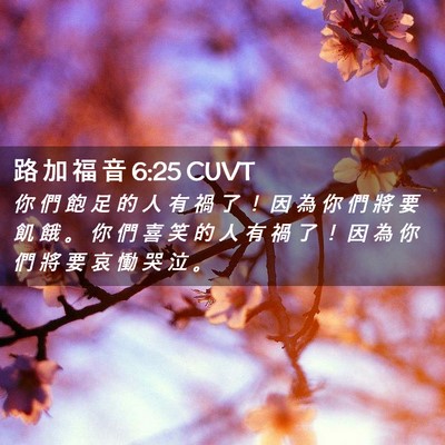 Picture 02 - 路 加 福 音 6:25 CUVT - 你 們 飽 足 的 人 有 禍 了 ！ 因 為 - Bible Verse Picture