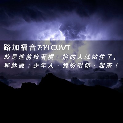 Picture 02 - 路 加 福 音 7:14 CUVT - 於 是 進 前 按 著 槓 ， 抬 的 人 就 - Bible Verse Picture