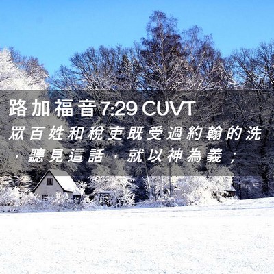 Picture 02 - 路 加 福 音 7:29 CUVT - 眾 百 姓 和 稅 吏 既 受 過 約 翰 的 - Bible Verse Picture