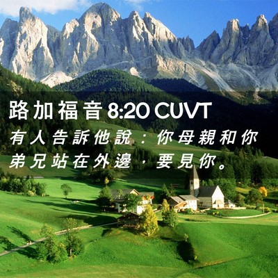Picture 02 - 路 加 福 音 8:20 CUVT - 有 人 告 訴 他 說 ： 你 母 親 和 你 - Bible Verse Picture