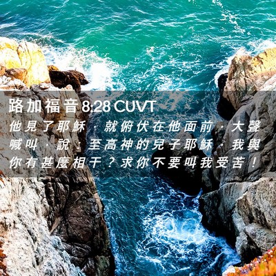 Picture 02 - 路 加 福 音 8:28 CUVT - 他 見 了 耶 穌 ， 就 俯 伏 在 他 面 - Bible Verse Picture