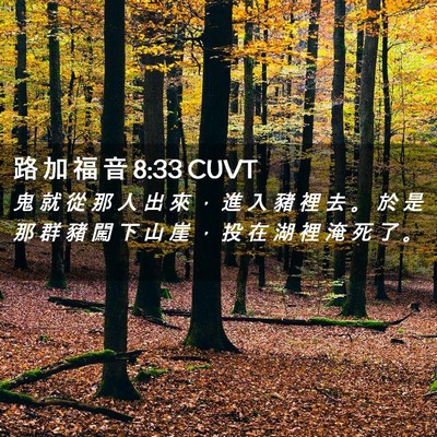 Picture 02 - 路 加 福 音 8:33 CUVT - 鬼 就 從 那 人 出 來 ， 進 入 豬 裡 - Bible Verse Picture