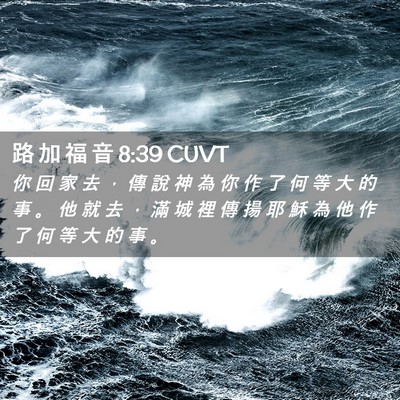 Picture 02 - 路 加 福 音 8:39 CUVT - 你 回 家 去 ， 傳 說 神 為 你 作 了 - Bible Verse Picture