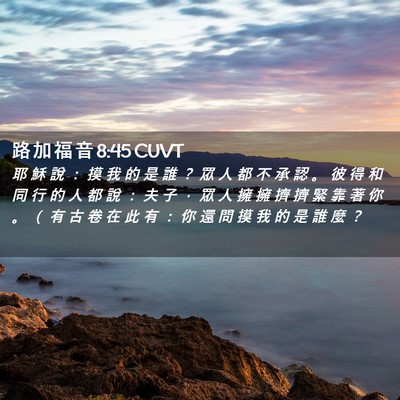 Picture 02 - 路 加 福 音 8:45 CUVT - 耶 穌 說 ： 摸 我 的 是 誰 ？ 眾 人 - Bible Verse Picture
