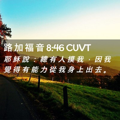 Picture 02 - 路 加 福 音 8:46 CUVT - 耶 穌 說 ： 總 有 人 摸 我 ， 因 我 - Bible Verse Picture
