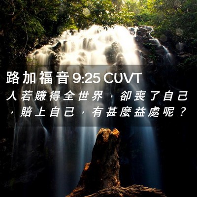 Picture 02 - 路 加 福 音 9:25 CUVT - 人 若 賺 得 全 世 界 ， 卻 喪 了 自 - Bible Verse Picture