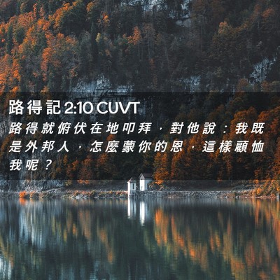 Picture 02 - 路 得 記 2:10 CUVT - 路 得 就 俯 伏 在 地 叩 拜 ， 對 他 - Bible Verse Picture