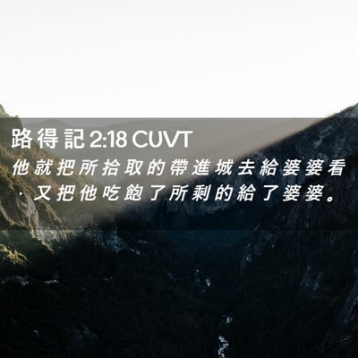 Picture 02 - 路 得 記 2:18 CUVT - 他 就 把 所 拾 取 的 帶 進 城 去 給 - Bible Verse Picture