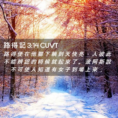 Picture 02 - 路 得 記 3:14 CUVT - 路 得 便 在 他 腳 下 躺 到 天 快 亮 - Bible Verse Picture