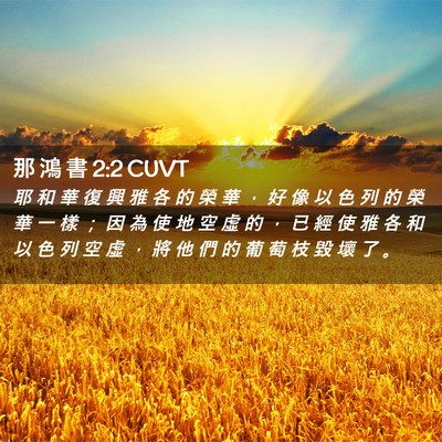 Picture 02 - 那 鴻 書 2:2 CUVT - 耶 和 華 復 興 雅 各 的 榮 華 ， 好 - Bible Verse Picture