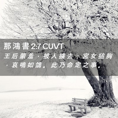 Picture 02 - 那 鴻 書 2:7 CUVT - 王 后 蒙 羞 ， 被 人 擄 去 ； 宮 女 - Bible Verse Picture