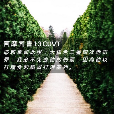 Picture 02 - 阿 摩 司 書 1:3 CUVT - 耶 和 華 如 此 說 ： 大 馬 色 三 番 - Bible Verse Picture