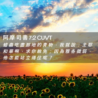Picture 02 - 阿 摩 司 書 7:2 CUVT - 蝗 蟲 吃 盡 那 地 的 青 物 ， 我 就 - Bible Verse Picture