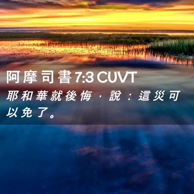 Picture 02 - 阿 摩 司 書 7:3 CUVT - 耶 和 華 就 後 悔 ， 說 ： 這 災 可 - Bible Verse Picture