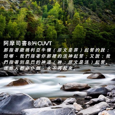 Picture 02 - 阿 摩 司 書 8:14 CUVT - 那 指 著 撒 瑪 利 亞 牛 犢 （ 原 文 - Bible Verse Picture
