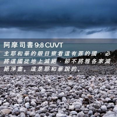 Picture 02 - 阿 摩 司 書 9:8 CUVT - 主 耶 和 華 的 眼 目 察 看 這 有 罪 - Bible Verse Picture