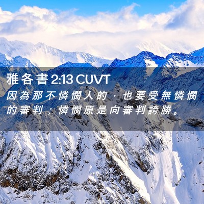 Picture 02 - 雅 各 書 2:13 CUVT - 因 為 那 不 憐 憫 人 的 ， 也 要 受 - Bible Verse Picture