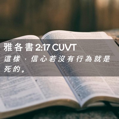 Picture 02 - 雅 各 書 2:17 CUVT - 這 樣 ， 信 心 若 沒 有 行 為 就 是 - Bible Verse Picture