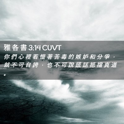 Picture 02 - 雅 各 書 3:14 CUVT - 你 們 心 裡 若 懷 著 苦 毒 的 嫉 妒 - Bible Verse Picture