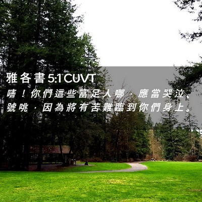 Picture 02 - 雅 各 書 5:1 CUVT - 嗐 ！ 你 們 這 些 富 足 人 哪 ， 應 - Bible Verse Picture
