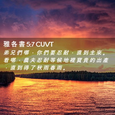 Picture 02 - 雅 各 書 5:7 CUVT - 弟 兄 們 哪 ， 你 們 要 忍 耐 ， 直 - Bible Verse Picture