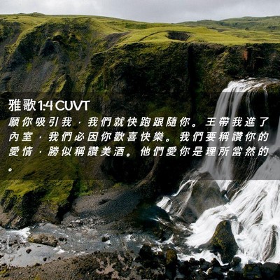 Picture 02 - 雅 歌 1:4 CUVT - 願 你 吸 引 我 ， 我 們 就 快 跑 跟 - Bible Verse Picture