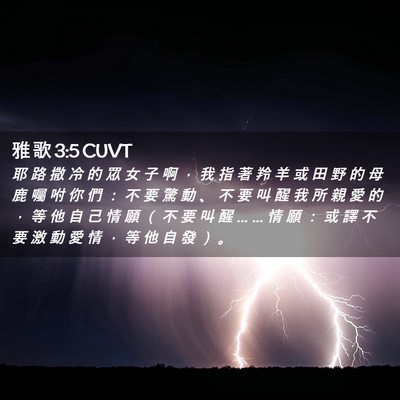 Picture 02 - 雅 歌 3:5 CUVT - 耶 路 撒 冷 的 眾 女 子 啊 ， 我 指 - Bible Verse Picture
