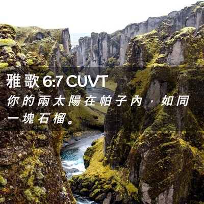 Picture 02 - 雅 歌 6:7 CUVT - 你 的 兩 太 陽 在 帕 子 內 ， 如 同 - Bible Verse Picture